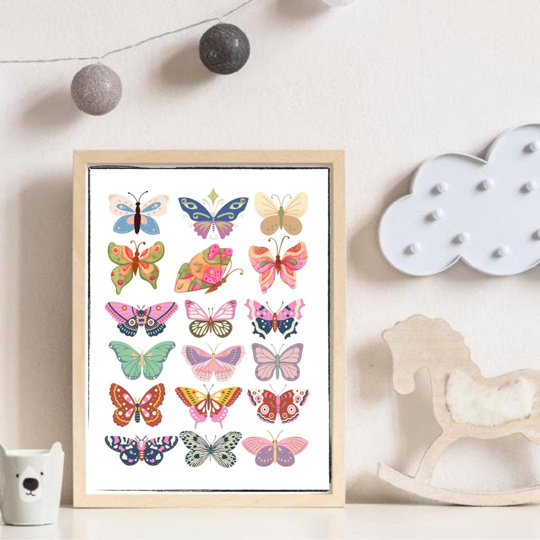 Boho Butterflies Prints, Printable Wall Art, Digital Print, Girl's Room ...