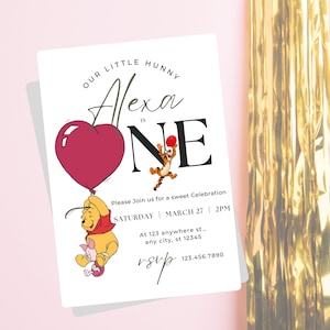 1st birthday, Winnie the Pooh Birthday Party Invitation, Piglet Tigger Eeyore Party,Classic Winnie the Pooh Editable Template Digital Invite
