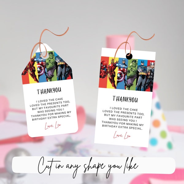 Avengers Superhero Party Favor Tags, Superheroes Gift Tags, Superhero Party Thankyou Tags, Avengers Marvel Tags Printable Digital download