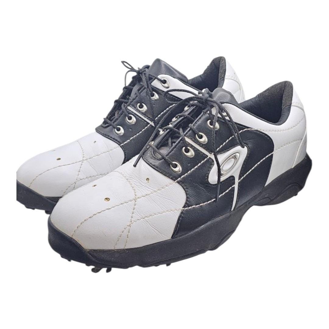 VTG 2002 Oakley Overdrive Black White Plain Toe Lace Up Golf Shoes Men's Size 9