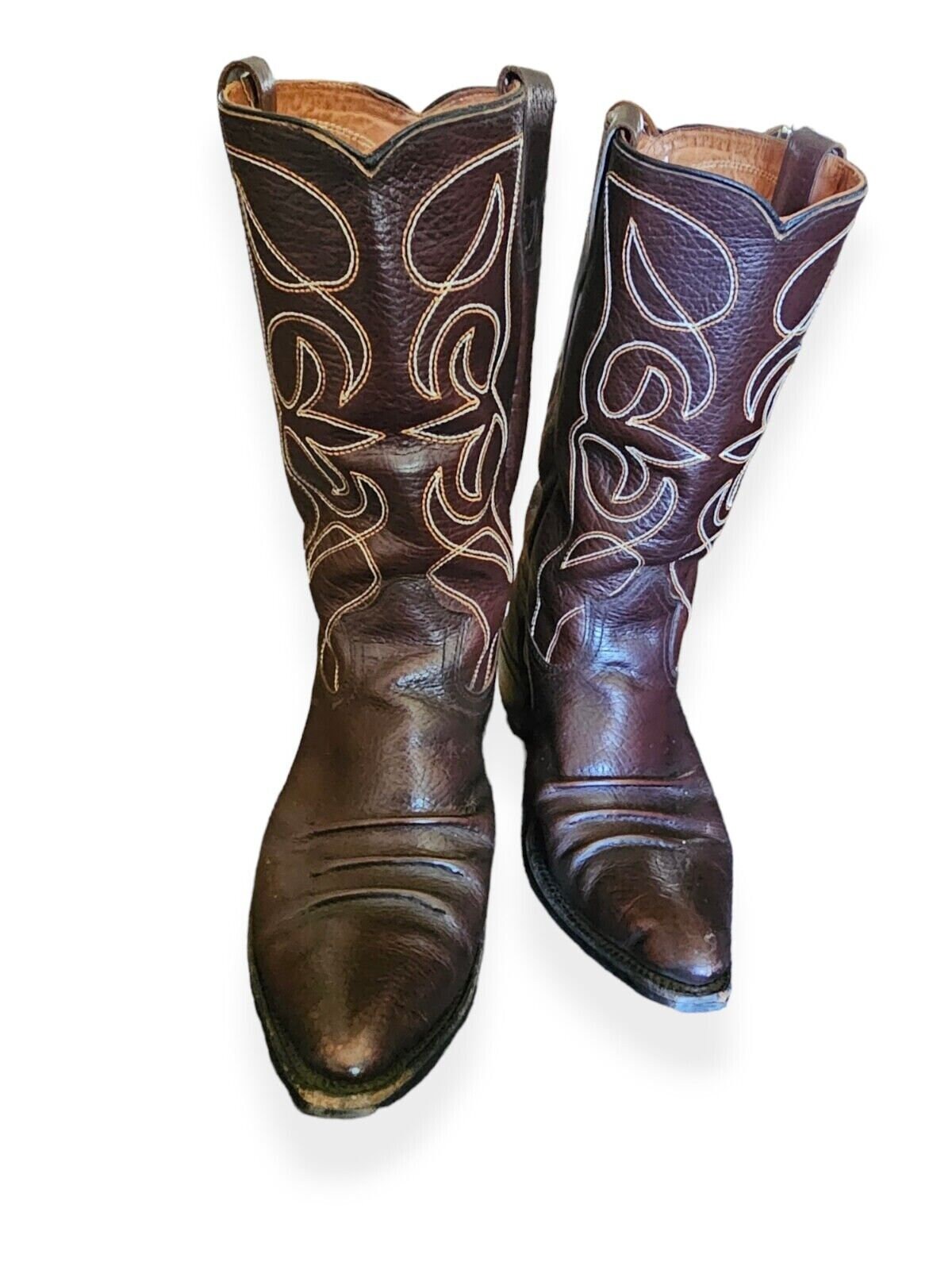 Vintage Brown Embroidered Leather Neolite Heels Mens Sz 8.5D 