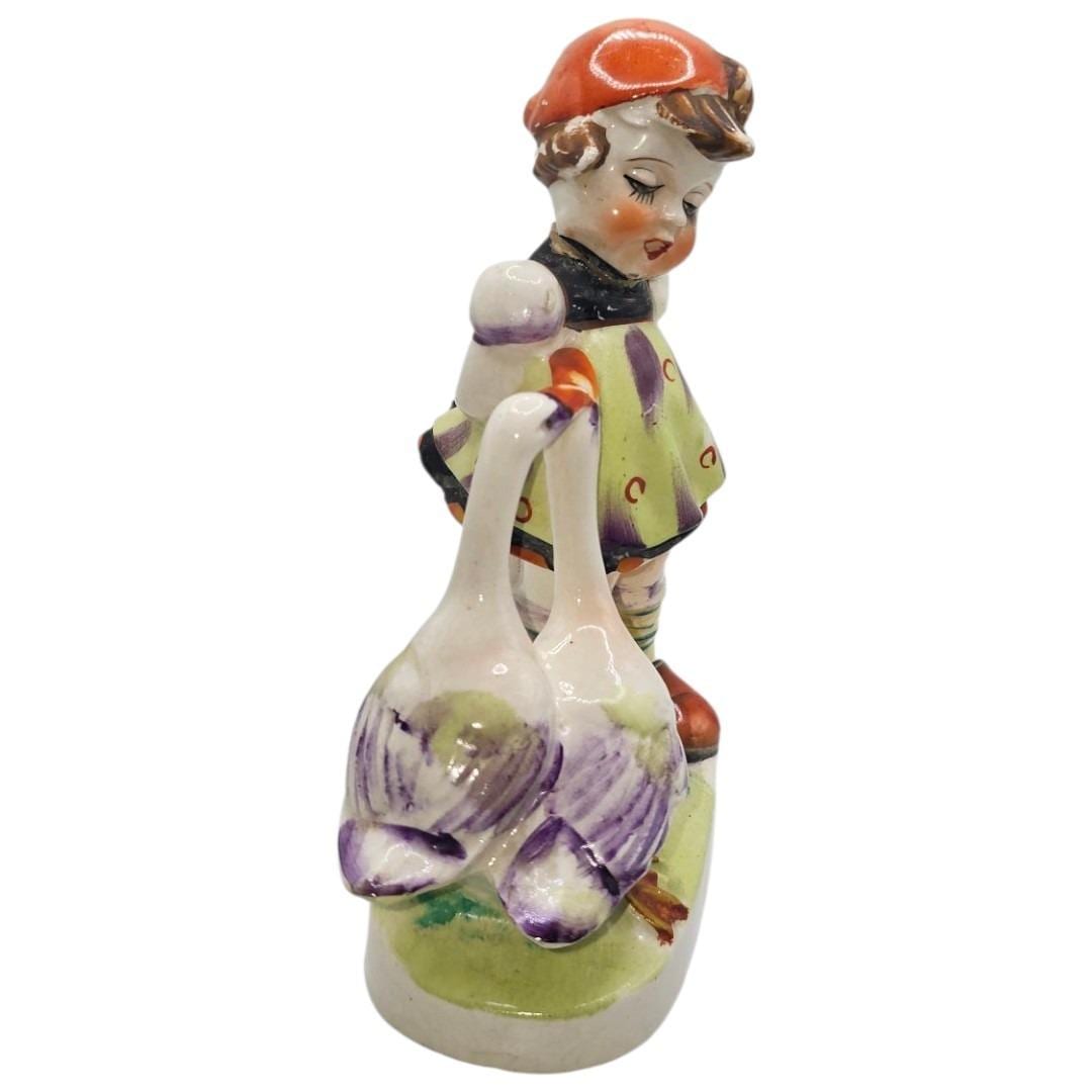 ヴィンテージ磁器製 女の子とガチョウの置物 手描き 日本製 - Etsy 日本