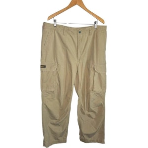 Polo Jeans Co. Ralph Lauren Military Surplus Wide Leg Tan Cargo Pants Size 40x30