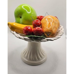 8&quot; BASSANO Pottery Italian Capodimonte Ceramic Centerpiece Fruit Basket Pedestal