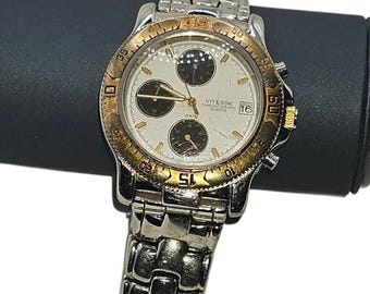 Reloj de pulsera para hombre GUC Vitesse Chronograph Quartz Gold Bezel 40 mm