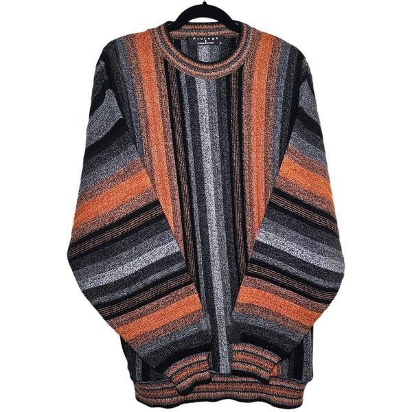Vtg Protege Striped Multi Color Mens Size L Sweater Biggie Cosby Coogi-Style