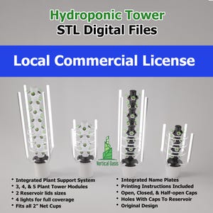 Local Commercial License- 3D Printed Hydroponic Tower STL Files