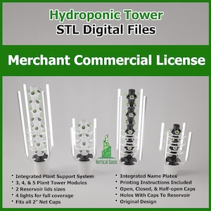 Commercial license- 3D Printed Hydroponic Tower STL files