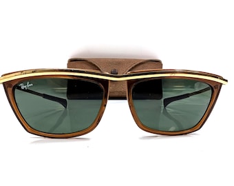 Vintage B&L Ray-Ban Wings Sunglasses: Gold Tortoise Frame, G-15 Lenses, USA Authentic Retro Eyewear