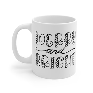 Merry & Bright Christmas Mug: Festive Holiday Coffee Cup
