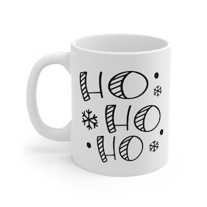 Ho Ho Ho Weihnachtsbecher, festliche Feiertagskaffeetasse, niedliches Schneeflocken-Winter-Trinkgefäß, Weihnachtsmann-Geschenkbecher, gemütliche heiße Kakao-Urlaubstasse