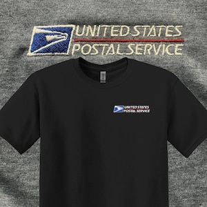 Camiseta de USPS con bordado de logotipo, tamaño de bolsillo, para cartero rural, trabajador postal, camiseta de oficina postal con bordado