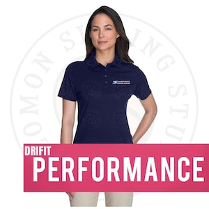 Polo de piqué de alto rendimiento para mujer de USPS, con bordado de logo Drifit, tamaño de bolsillo, para cartero rural, trabajador postal, bordado Drifit.