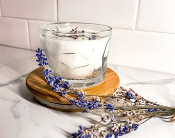 4.5 ounce soy candle - clean burn, natural scents, lavender, upcycled