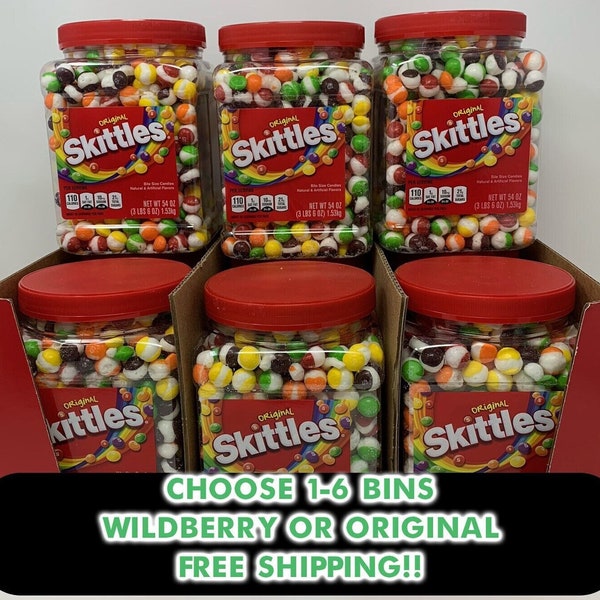 1 to 6 PACK freeze dried 54 Oz wildberry and original skittles. BULK skittles candy!!