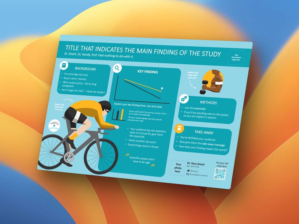 Scientific Poster Template Powerpoint Landscape Research Poster Blue