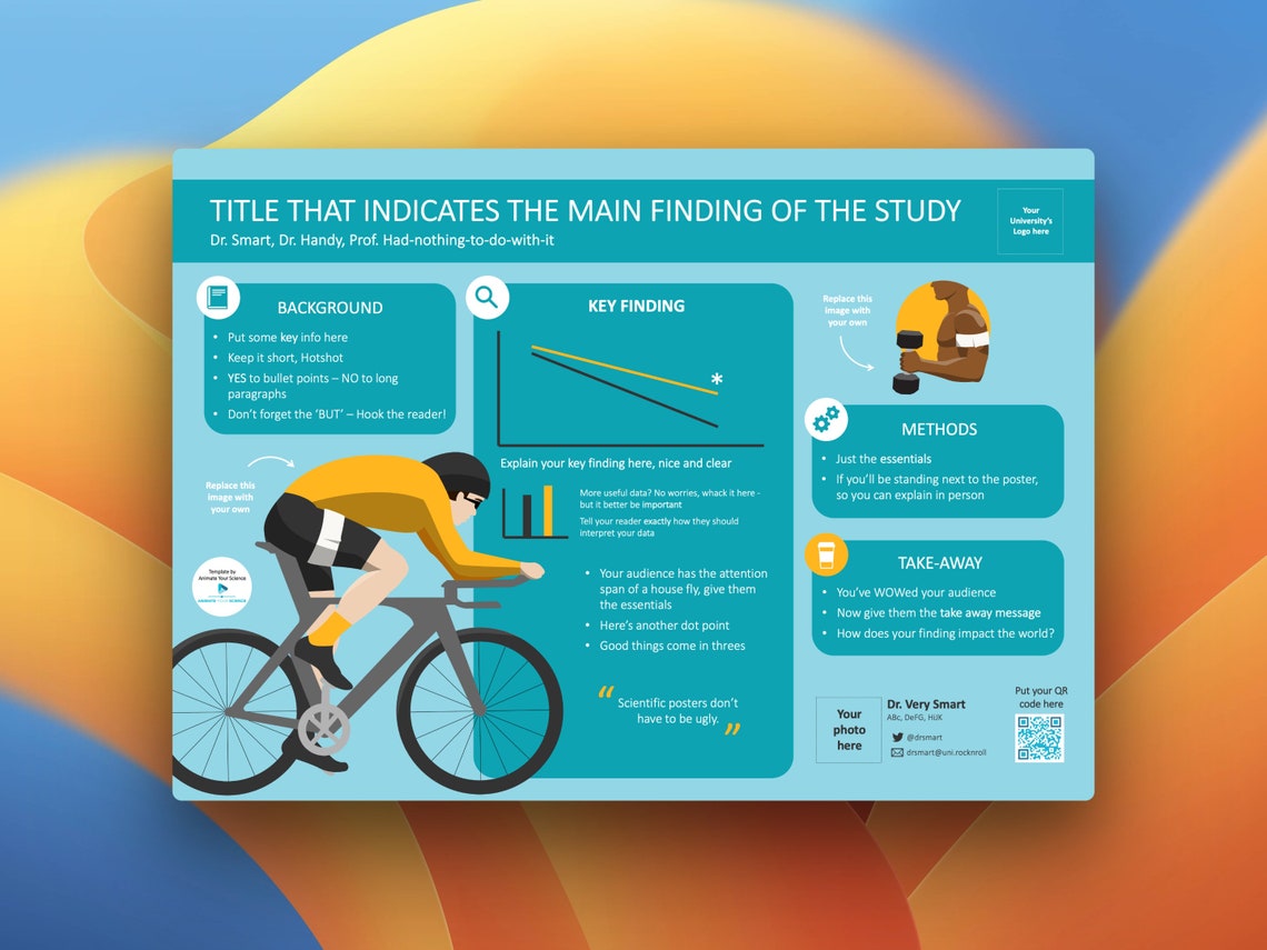 Scientific Poster Template Powerpoint Landscape Research Poster Blue