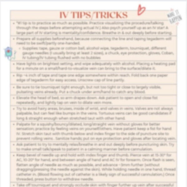 IV Tips and Tricks, Intravenous Therapy Tips, How to Start an IV, IV Tricks for Nursing Students, New Nurse, New Grad, Instant Download