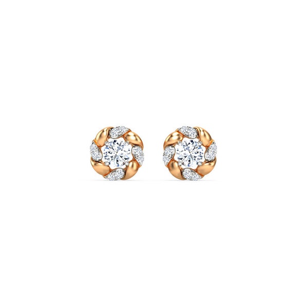 Enfold Solitaire detachable Stud Earrings, Round Moissanite Halo Floral Earrings, Moissanite Everyday wear Studs For Anniversary Gift