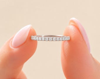 Round Cut Colorless Moissanite Matching Band | Full Eternity Moissanite Band | 14K Gold Moissanite Wedding Band | Bridal Wedding Band | Gift