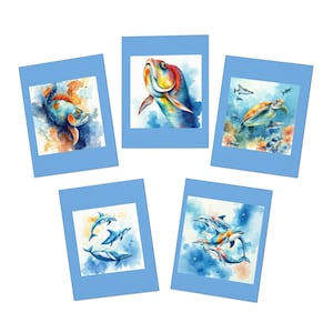 Vibrant Watercolor Fish Greeting Cards, Handcrafted Note Cards, Perfect for Birthdays, Thank You, or Any Occasion