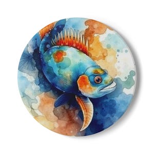 Vibrant Fish Ceramic Coaster | Ocean Decor, Home Bar Accessories, Gift for Fishing Enthusiasts, Coastal Kitchen Decor