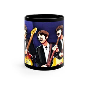 tasse de café noire du mélomane | Tasse 11 oz inspirée d&#39;un groupe pour les fans de rock, cadeau pour musiciens, tasse à collectionner, verres de style vintage