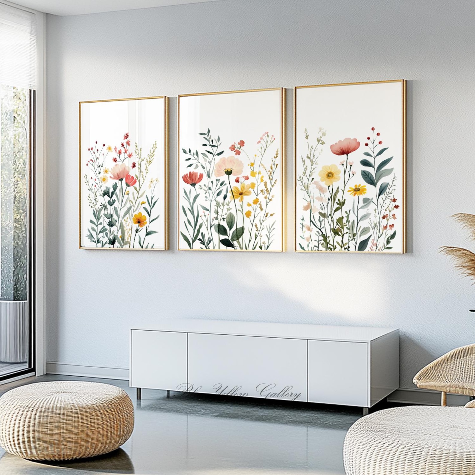 Summer Wildflower Botanical Wall Art Set of 3 Print, Boho Floral Print ...