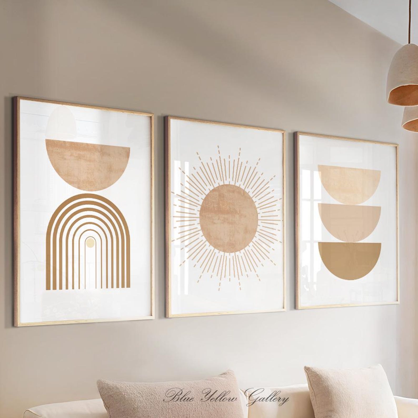 Neutral Beige Mid Century Modern Wall Art Set of 3 Printable Art ...
