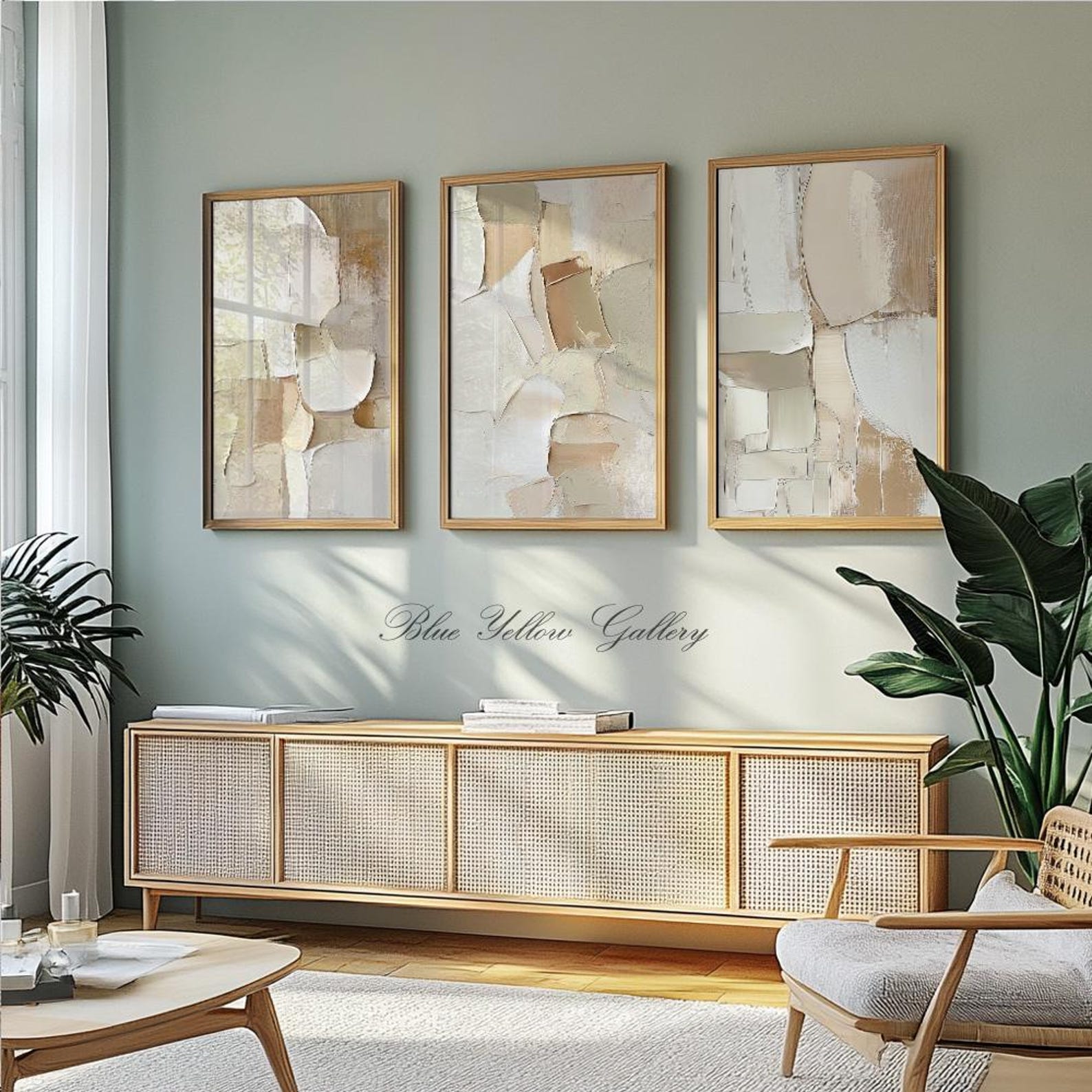Neutral Beige Minimalist Abstract Wall Art Set of 3 Prints. Pastel ...