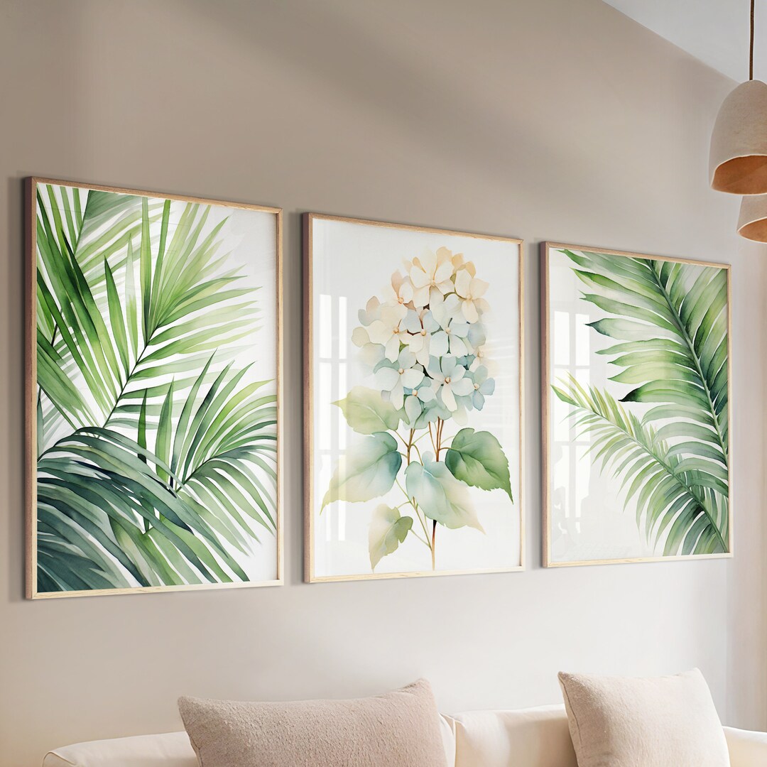 Green Tropical Wall Art Set of 3 Prints. Modern Botanical Prints ...