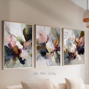 Soft abstract flower composition with organic shapes and flowing strokes