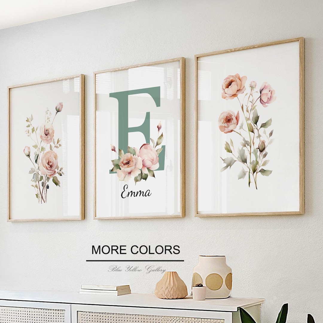 Custom Floral Nursery Wall Art. Personalized Name Nursery Decor, Little ...