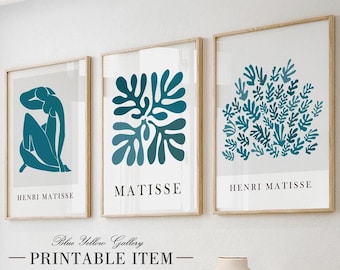 Set di 3 stampe di Matisse, arte moderna di metà secolo (download digitale)