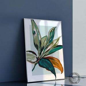 Colorful Blue Botanical Wall Art Set of 3 Prints. Modern Tropical ...
