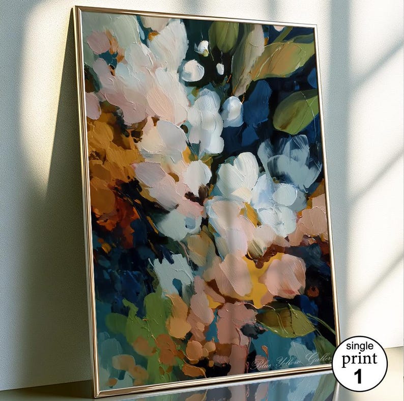 Abstract Floral Wall Art Set of 2 | Modern Botanical Prints | Moody ...