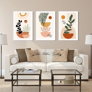 Mid Century Modern Wall Art Set of 3 Print. Bohemian Terracotta Beige ...
