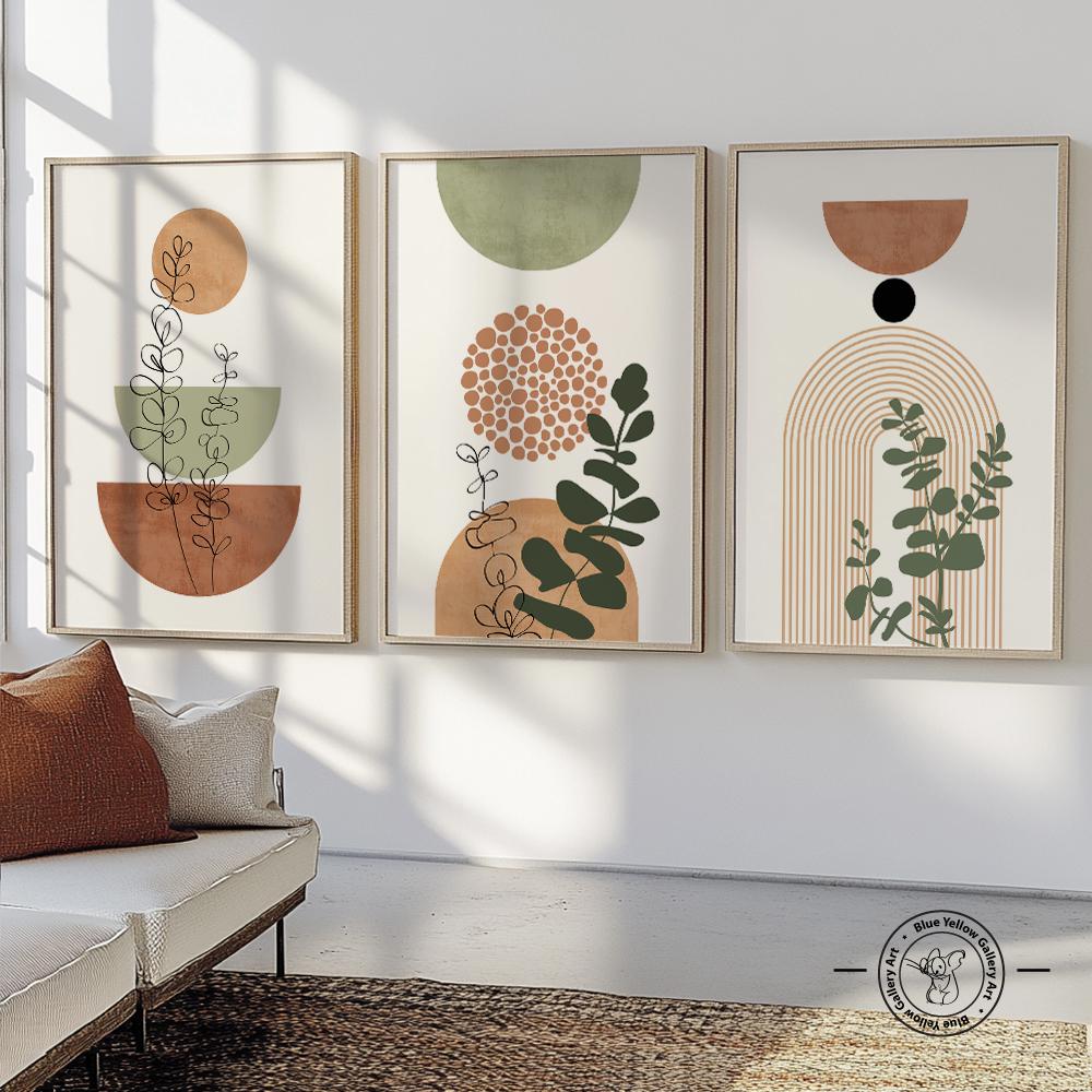 Printable Terracotta Green Mid Century Modern Wall Art Set of 3 Print ...