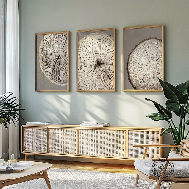 Tree Ring Printable Wall Art Set of 3 Print. Neutral Abstract ...