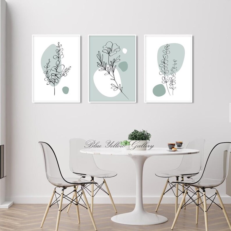 Sage Green Botanical Line Art Prints, Minimalist Gallery Wall Set ...