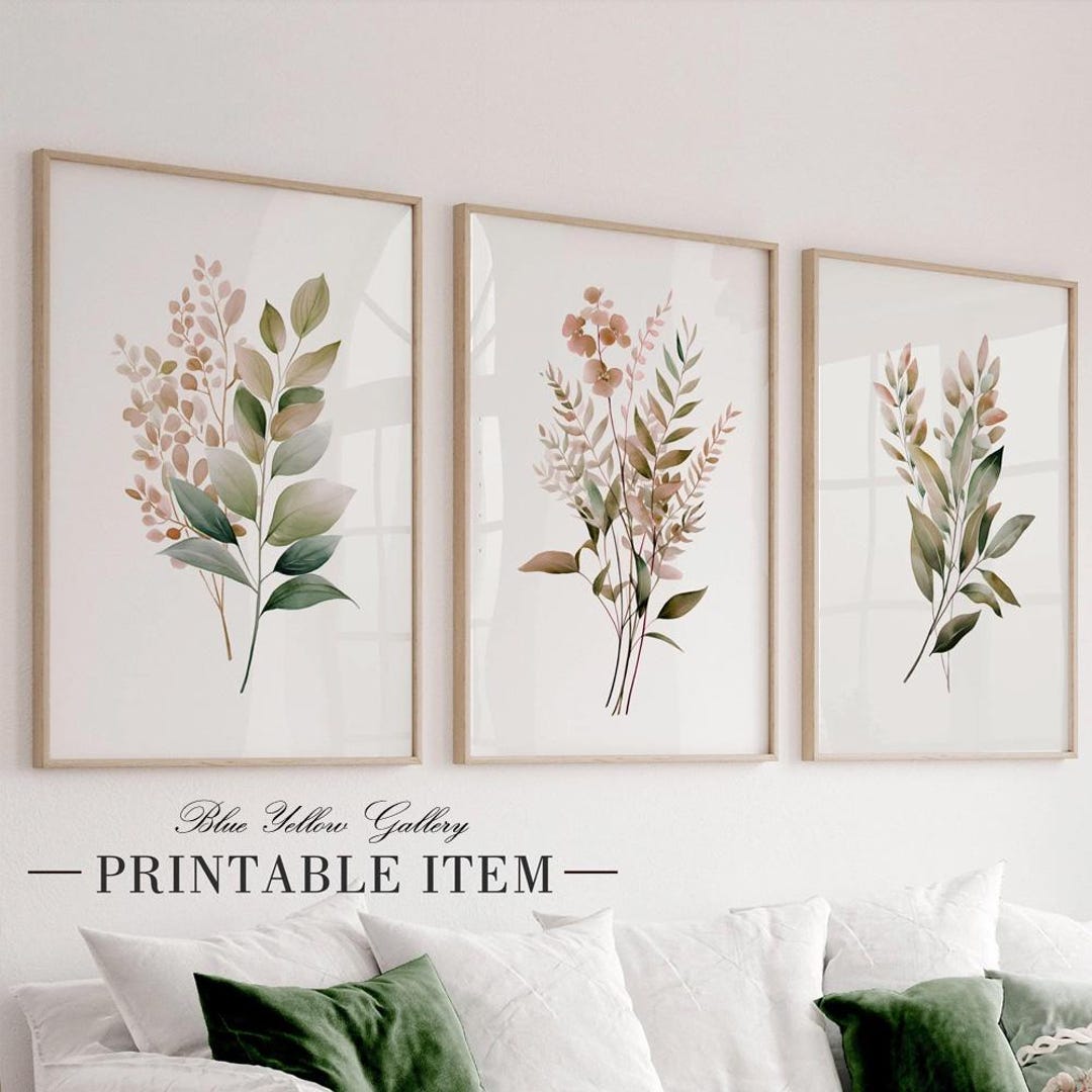 Abstract Tropical Leaves Printable Art Set of 3. Modern Botanical ...