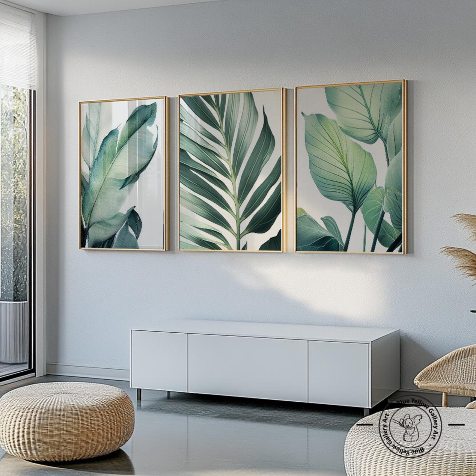 Tropical Wall Art Set of 3 Prints. Modern Botanical Greenery Gallery ...