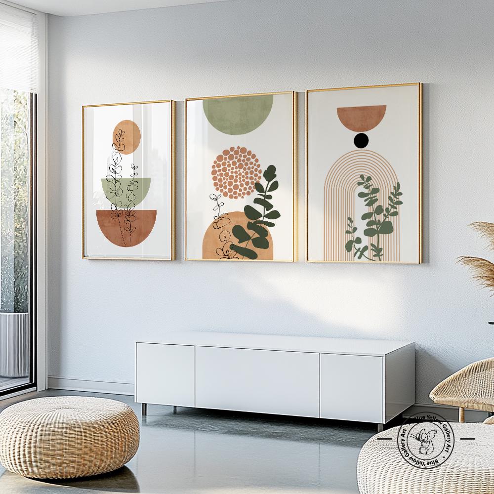Printable Terracotta Green Mid Century Modern Wall Art Set of 3 Print ...