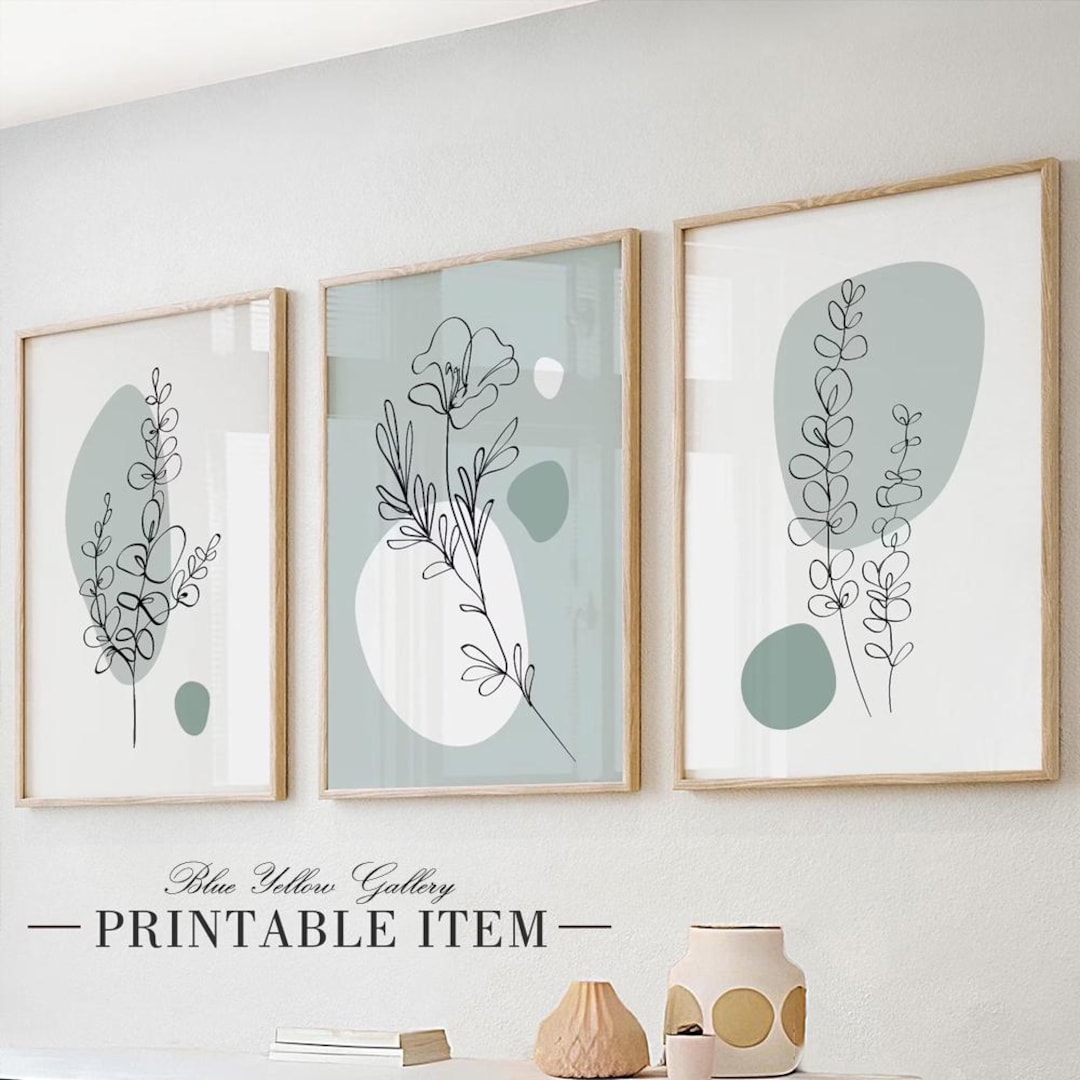 30+ Botanical Decor Ideas: Botanical Interior Design Aesthetics - Living Room Minimalist Botanical Wall Decor
