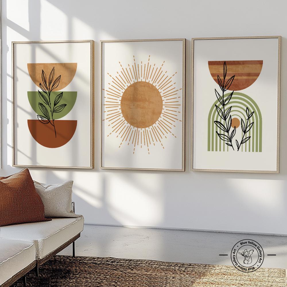 Printable Green Terracotta Mid Century Modern Wall Art Set of 3 Print ...