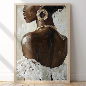 Black woman wall art, Abstract Female Portrait Print, Vintage Woman Figurative Wall Art, Eclectic Girl Wall Art, Feminine Home Decor
