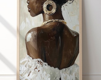 Black woman wall art print. Vintage black girl portrait wall art, Abstract people art, African american wall art, afrocentric room decor.
