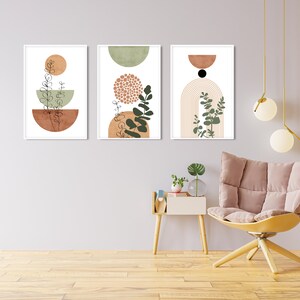 Printable Terracotta Green Mid Century Modern Wall Art Set of 3 Print ...