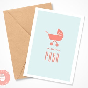 Druckbare Baby Shower Karte, Sofort Download, Lustige Dusche Karte, Push, druckbare Grußkarte