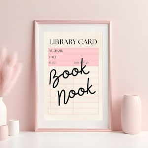 Book Nook Digital Download | Library Card Retro Print for Reading Nook, Library, Office & Living Room Decor. Book Lovers / Readers Gift
